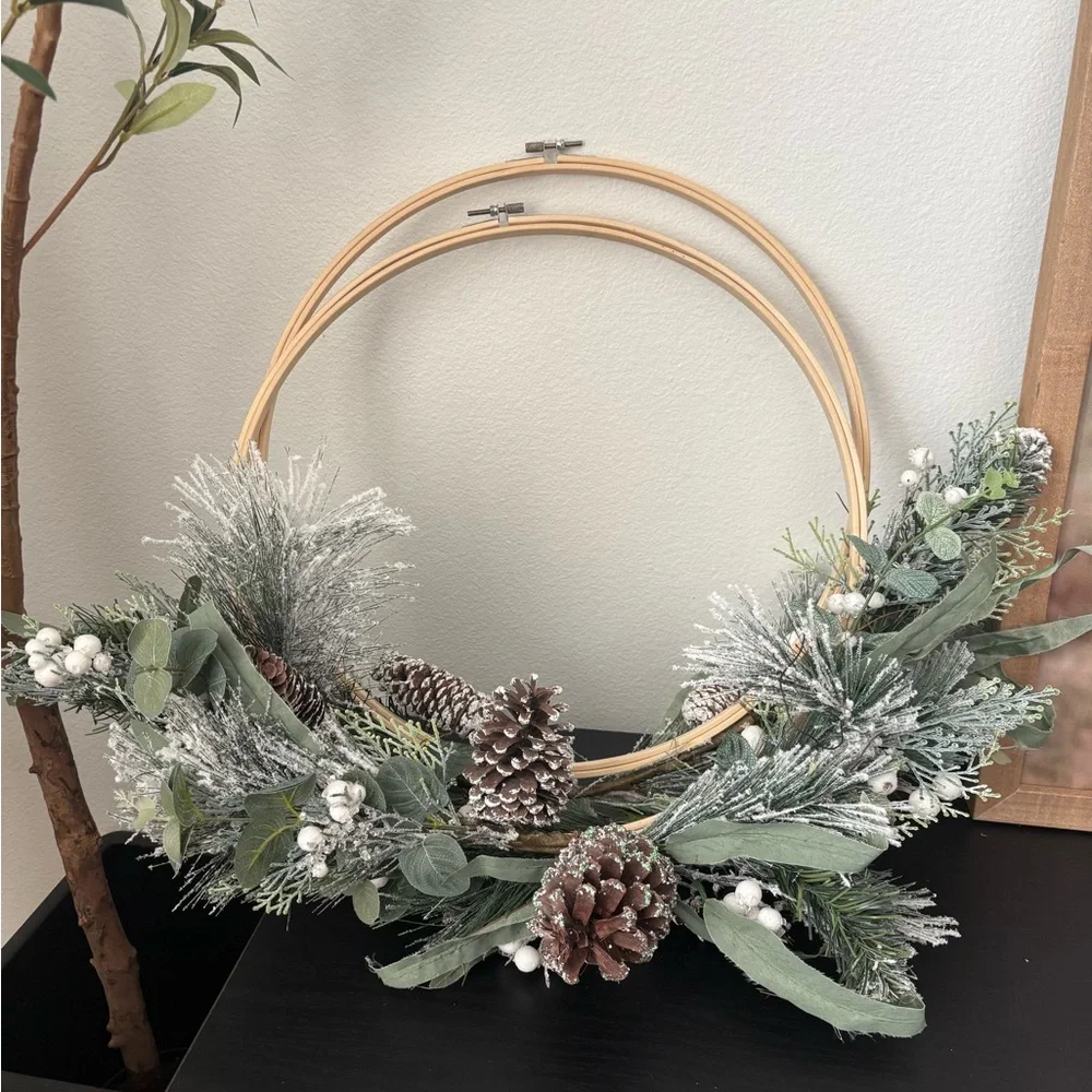 Festive Green and Brown Christmas Holiday Wreath
